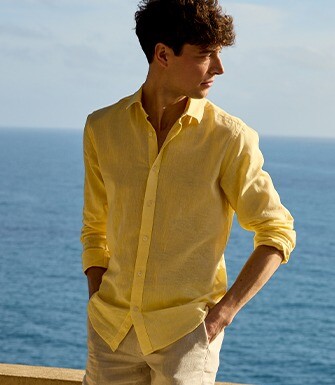 Camisa para Hombre - Chambray Amarillo Pálido - SILBERT