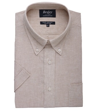 Camisa de lino y algodón Chambray Beis - Bolsillo en el pecho - COLTEN MC