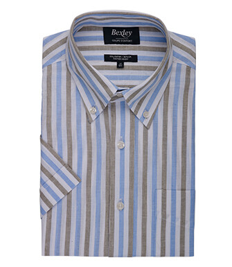 Camisa de lino/algodón Celeste y Verde Salvia - COLTEN MC