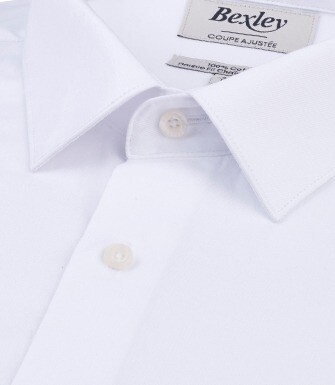 Camisa blanca de sarga de algodón - Cuello francés - CAUBERT