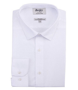 Camisa blanca de sarga de algodón - Cuello francés - CAUBERT