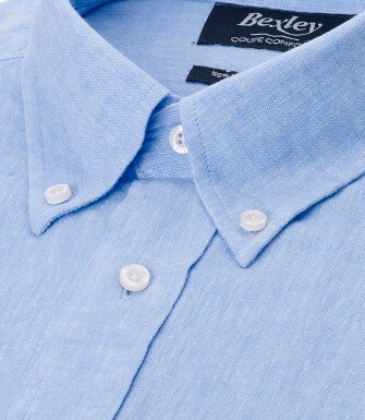 Camisa de lino y algodón Chambray Azul - COLTEN