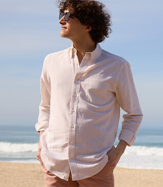 Camisa de lino y algodón Chambray Crudo - COLTEN