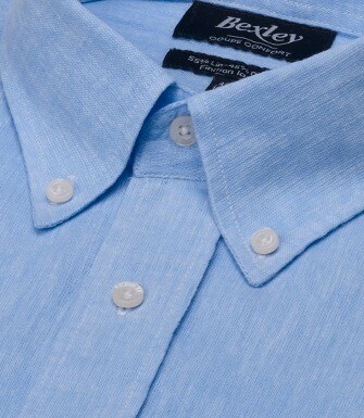 Camisa de algodón/lino - Chambray Azul claro - COLTEN