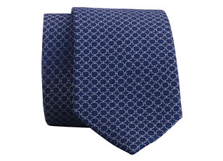 Corbata de seda con motivo Azul marino y gris
