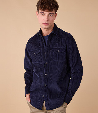 Sobrecamisa de terciopelo Navy - VICTORIN