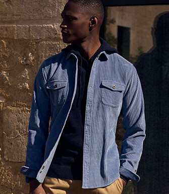 Sobrecamisa hombre pana azul acero - VICTORIN