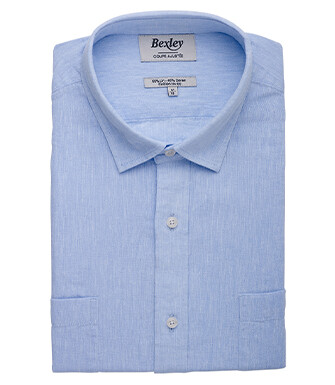 Camisa Chambray Azul Claro de algodón y lino  - SIPHÉRIN