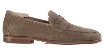 Mocasín de hombre de piel Terciopelo Topo - DERVIO