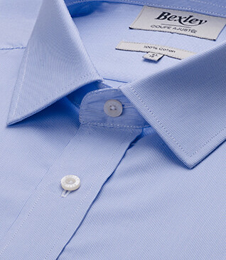 Camisa de algodón rayas Celeste - CLAUDIEN