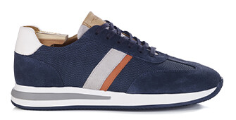 Zapatillas de hombre - Ante azul marino y blanco - KEILIRA
