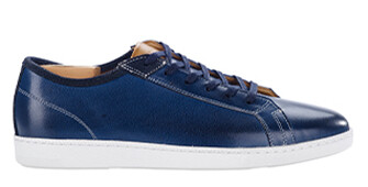 Zapatillas de hombre de piel Azul Patinado - MILANESIA