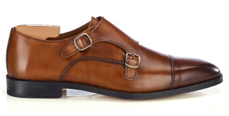 Zapatos Hombre Doble Hebilla Dorado Patinado - LANGFORD