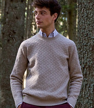 Jersey de cuello redondo con trenzas – Topo moteado - CONLEY