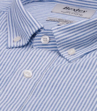 Camisa Oxford para hombre - Navy y Blanco, Cuello americano - BRADFORD III