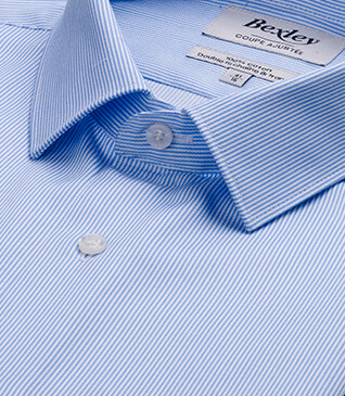Camisa de Sarga para hombre - Rayas Azul claro y Blanco - DUNANT CLASSIC