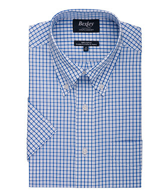 Camisa de algodón blanca con cuadros Azul  - GRAYSON MC