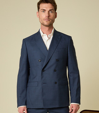 Chaqueta de Traje Cruzada - Azul Moteado - LAZARE