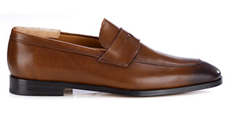 Mocasines de hombre en piel de becerro cognac con pátina - CANNERO