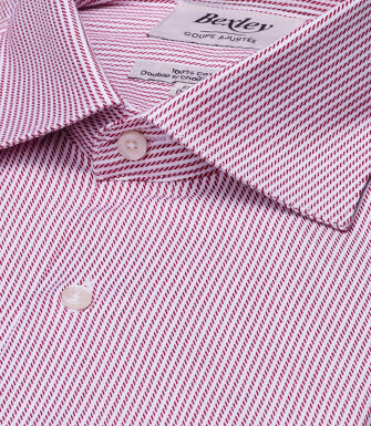 Camisa hombre con rayas burdeos en twill - DINO