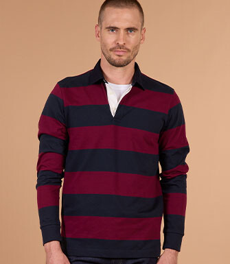 Polo rugby hombre manga larga burdeos y navy - SKYLER