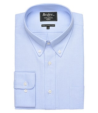 Camisa Oxford azul con bolsillo - Cuello americano - HAROLD