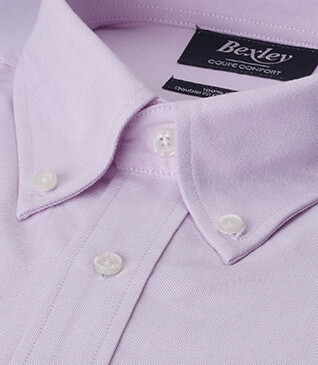 Camisa Oxford Rosa Claro con bolsillo - Cuello americano - HAROLD