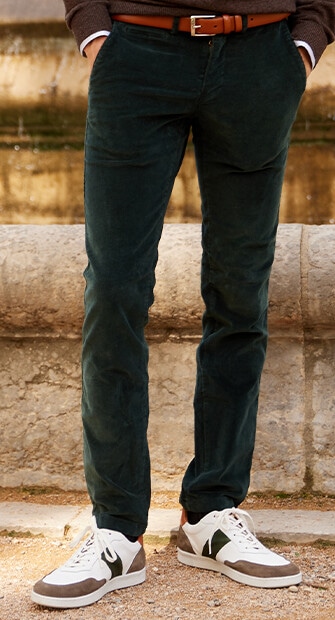 Pantalón chino de pana Verde Abeto para hombre - NORMAN