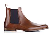Botines Chelsea de piel para hombre Coñac patinado - BERGAME PATIN