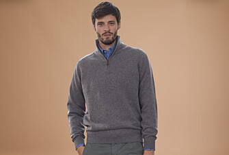 Jersey de hombre de lana con cuello con cremallera Gris moteado - KENNETH