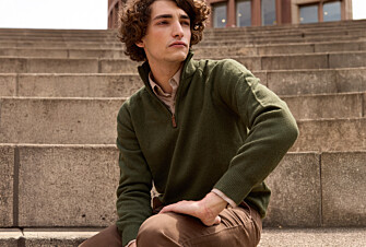 Jersey de lana para hombre con cuello con cremallera Verde - KENNETH