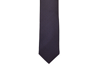 Corbata de seda Azul marino con micropuntos rojos para hombre