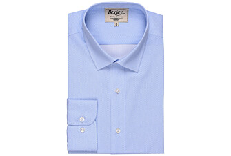 Camisa blanca estampada con motivos azules - Cuello francés - OSCAR
