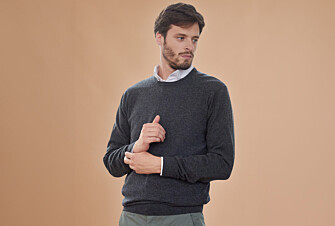 Jersey de lana con cuello redondo Gris Antracita moteado para hombre - CONAN