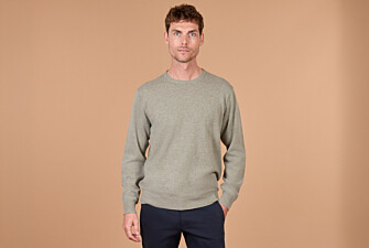 Jersey hombre cuello redondo kaki claro jaspeado en lana - CONAN