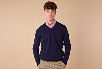 Jersey de lana para hombre con cuello de pico Azul marino - ELIAN