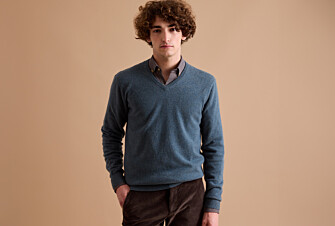 Jersey de lana hombre con cuello en V Verde Moteado - ELIAN
