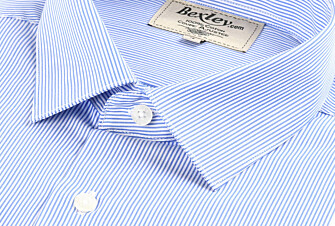 Camisa con finas rayas azules - Cuello francés - AUBERTIN CLASSIC