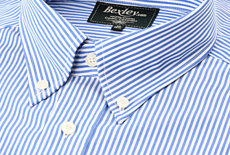 Camisa de algodón a rayas azules - Cuello americano - MARLON