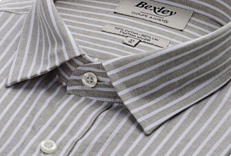 Camisa de algodón/lino Chambray verde tilo y blanco - EDIBERT