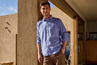 Camisa de algodón y lino a rayas azul océano y azul - EDIBERT