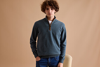 Jersey de lana para hombre con cuello cremallera Verde Moteado - KEITHY