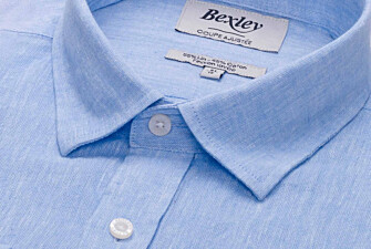 Camisa lisa de lino de algodón Chambray Azul - SILBERT