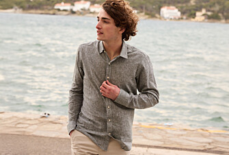 Camisa de algodón y lino Verde Oscuro - Cuello Francés - SILBERT