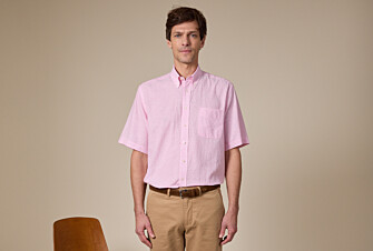 Camisa de lino y algodón Chambray Rosa - Bolsillo en el pecho - COLTEN MC