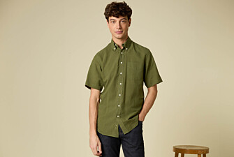 Camisa de lino/algodón Chambray Verde oscuro - COLTEN MC
