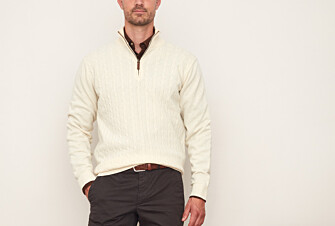 Jersey de lana para hombre con cuello cremallera Crudo - KEITHOR