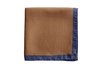 Pañuelo de bolsillo hombre de seda Camel y Marino