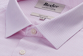 Camisa de sarga blanca con cuadro Rosa Claro - MARTINIEN