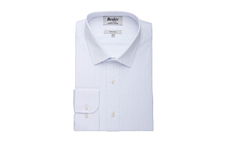 Camisa de algodón rayas Blanco y Celeste - BERTHIN